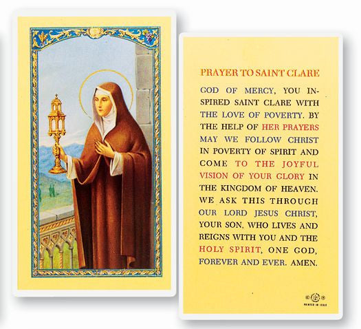 Saint Clare Holy Card