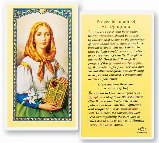 Saint Dymphna Holy Card