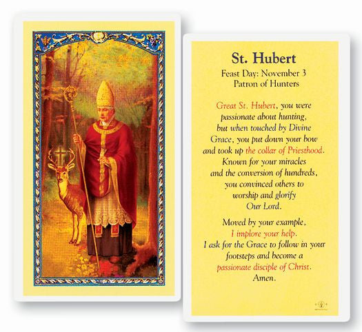 Saint Hubert Holy Card