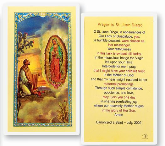 Saint Juan Diego Holy Card