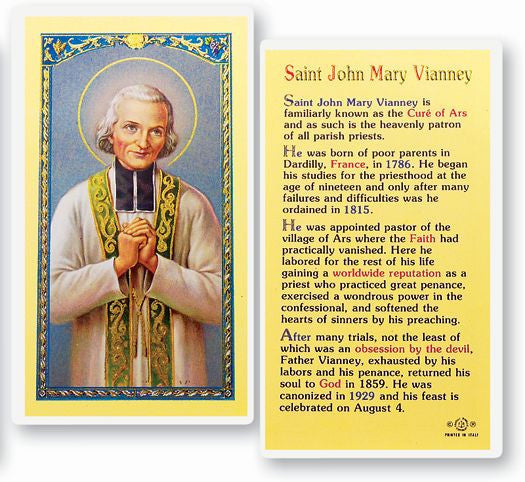 Saint John Mary Vianney Holy Card