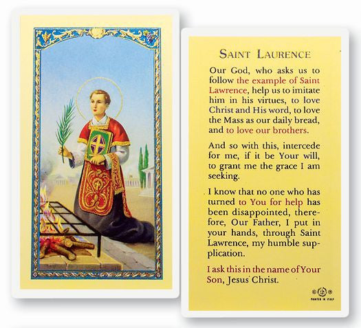 Saint Lawrence Holy Card