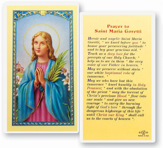 Prayer To Saint Maria Goretti Holy Card