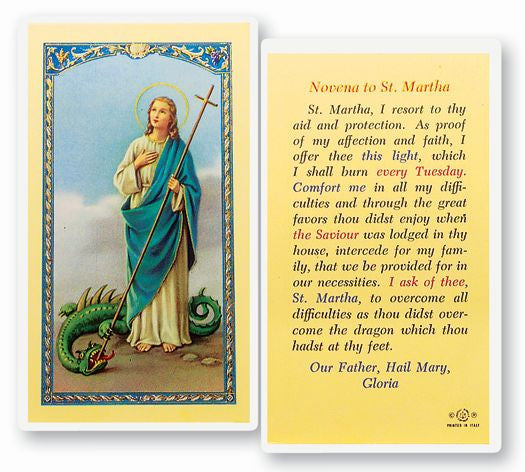 Saint Martha Novena Prayer Holy Card