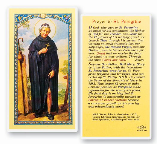 Prayer To Saint Peregrine Holy Card