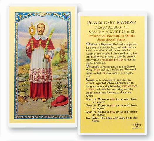Prayer To Saint Raymond Holy Card