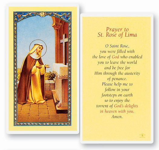 Prayer To Saint Rose Of Lima Holy Card