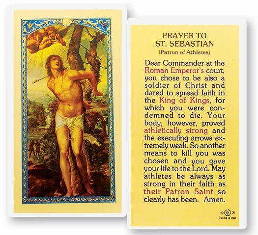 Prayer To Saint Sebastian Holy Card
