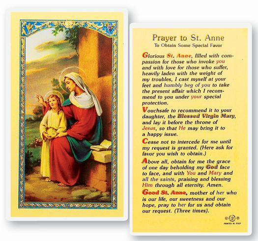 Saint Anne Holy Card