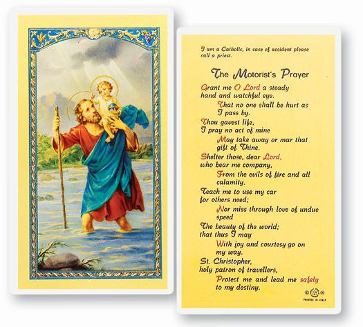 Saint Christopher - Motorist Prayer Holy Card