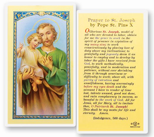 Prayer to St. Joseph by Pope Pius X Holy Card