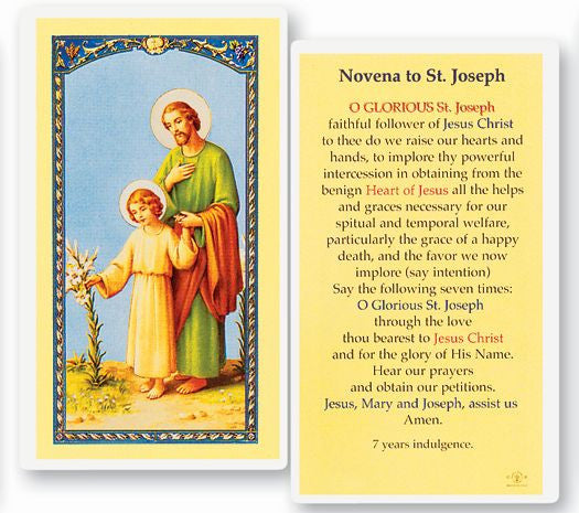 Novena To Saint Joseph Holy Card