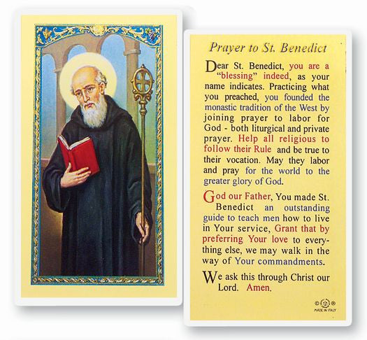 Prayer To Saint Benedict Holy Card