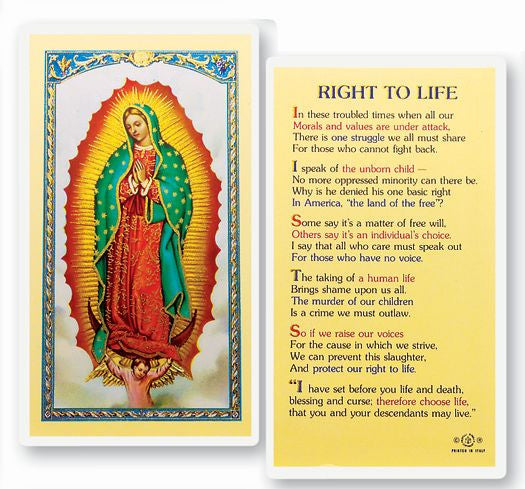 Right To Life Holy Card