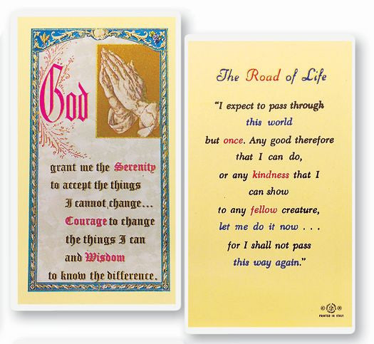The Road Of Life Serenity Holy Card