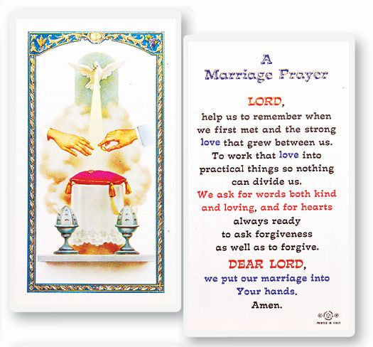 A Marriage Prayer Holy Card