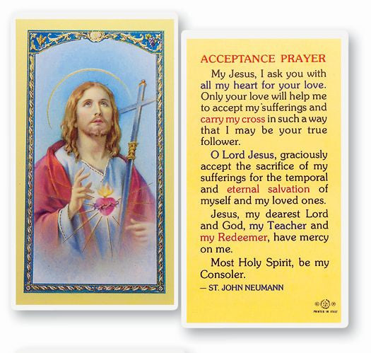 Acceptance Prayer Laminated Holy Card