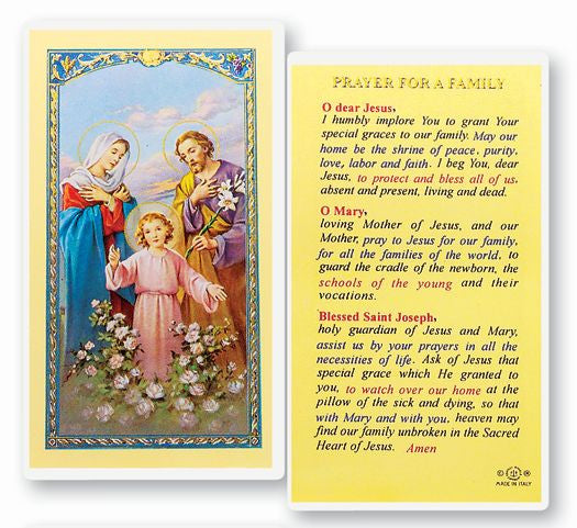 Prayer For A Family Holy Card