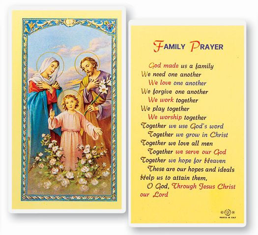 Family Prayer Holy Card