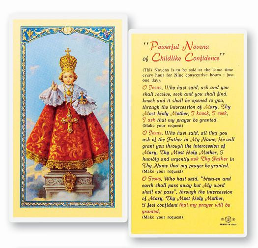 Powerful Novena of Childlike Confidence Holy Card