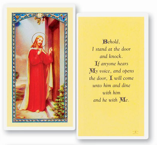 Behold Knock At The Door Laminated Holy Card