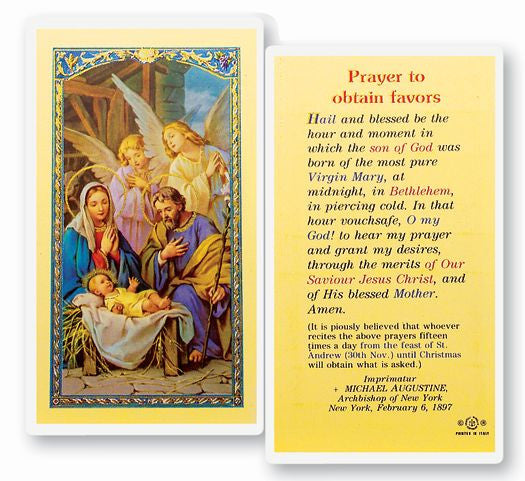 Prayer To Obtain Favors Holy Card