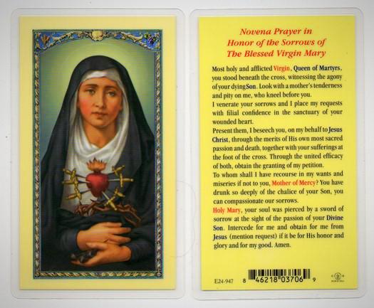 Seven Sorrows Holy Card