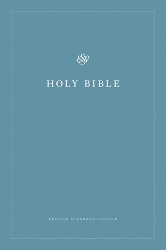 The image displays the cover of the ESV Economy Bible, featuring a simple design with the text 'HOLY BIBLE' and 'ENGLISH STANDARD VERSION' centered on a light blue background.