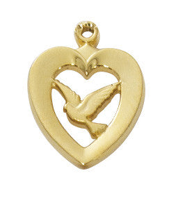 Collar con Colgante de Corazón y Paloma de 1/2 pulgada