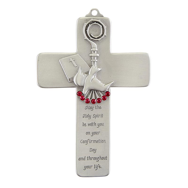 Confirmation Wall Cross with Red Jewels