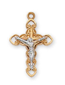 Gold over Sterling Tutone Crucifix Pendant