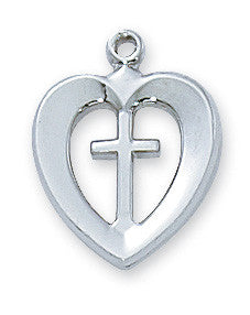Sterling Silver Heart and Cross Pendant
