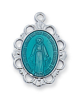 Sterling Silver Miraculous Pendant 3/4"