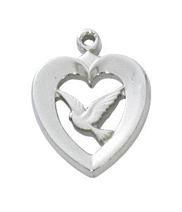 Sterling Silver Heart with Dove Pendant