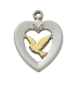 Sterling Silver Heart with Dove Pendant
