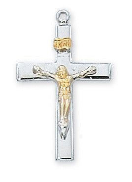 Sterling Silver Tutone Crucifix Pendant