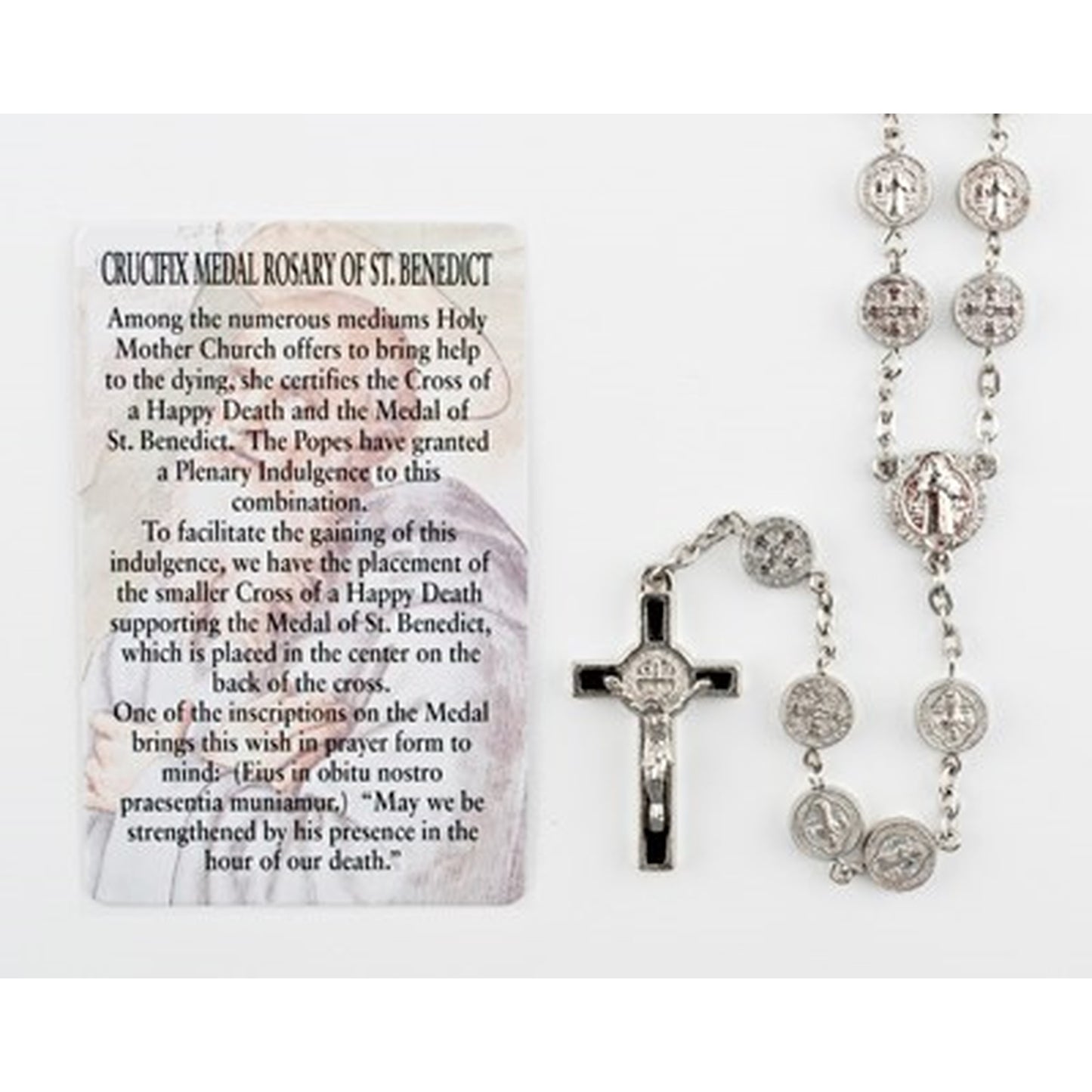 St. Benedict Medal Rosary with Holy Card