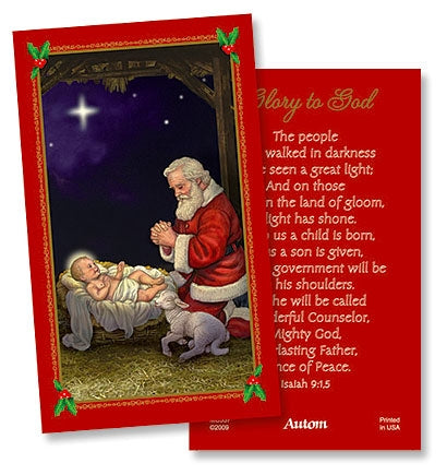 Adoring Santa Holy Card (Pack of 100)