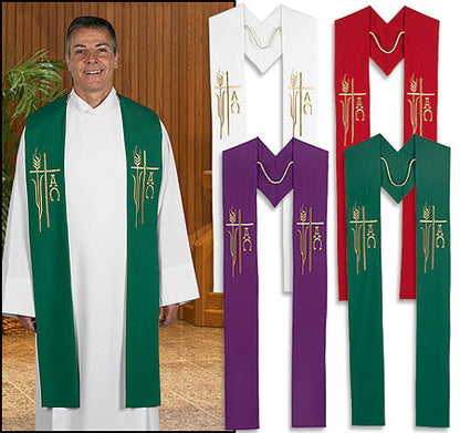 Estola sacerdotal Alfa Omega bordada