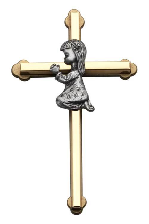Gold Cross with Pewter Girl - 6"