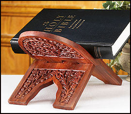 Carved Mango Wood Bible Stand