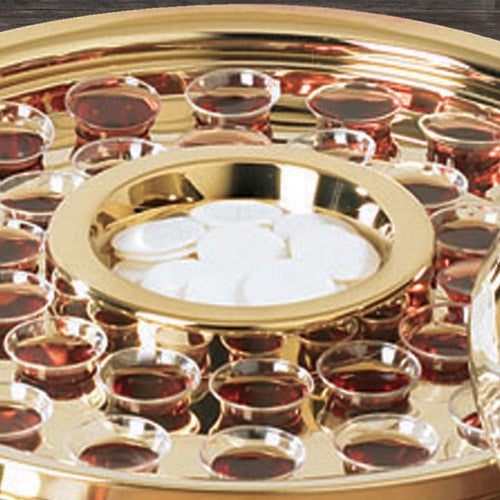 Communion Tray Center Bread Plate Brass Finish 4-3/4"