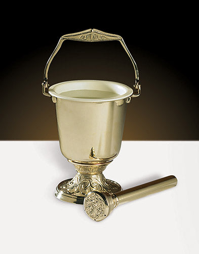 Embossed Holy Water Pot with Sprinkler Set.