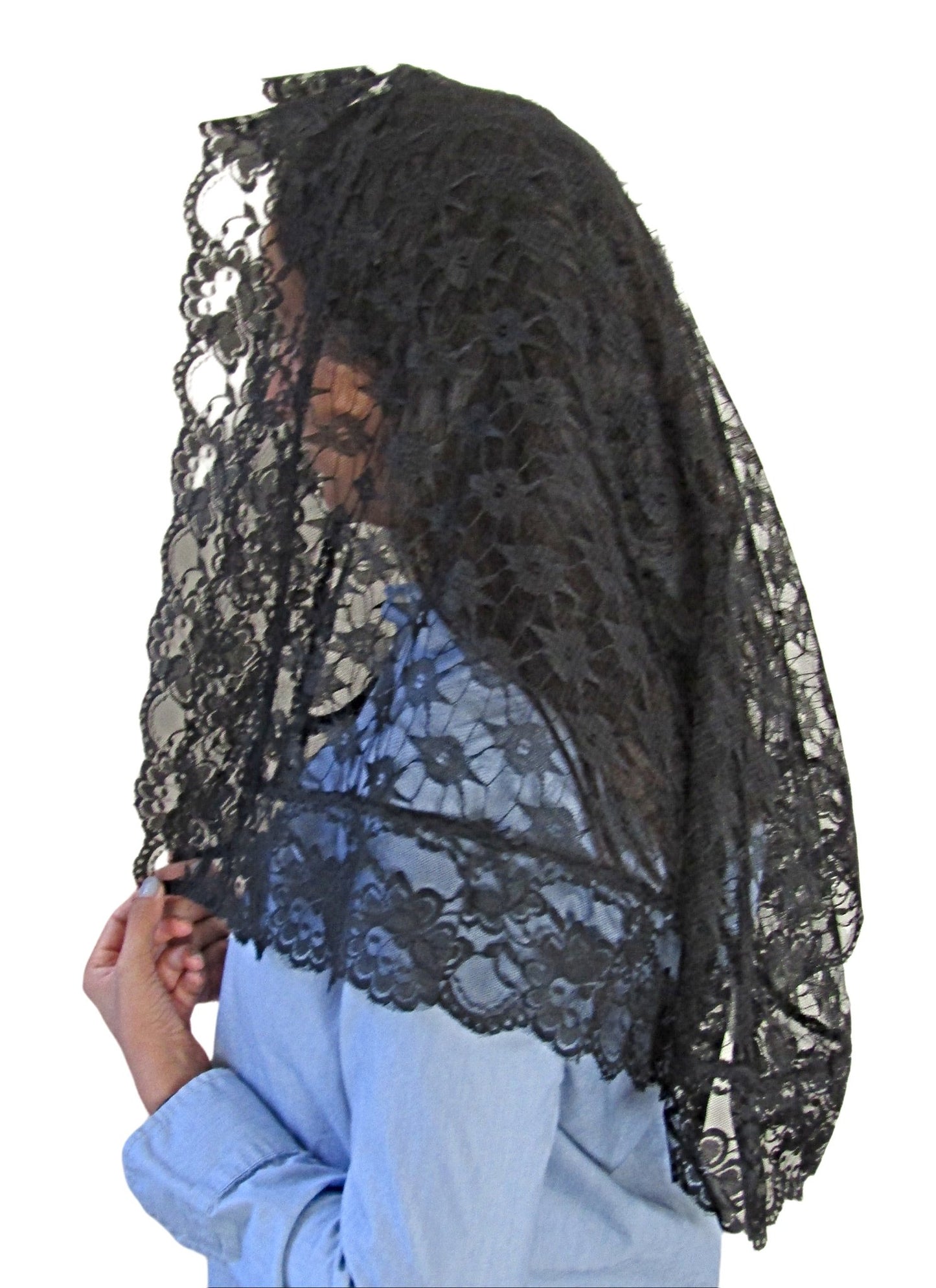 Lace with lace trimmed Mantilla #2100