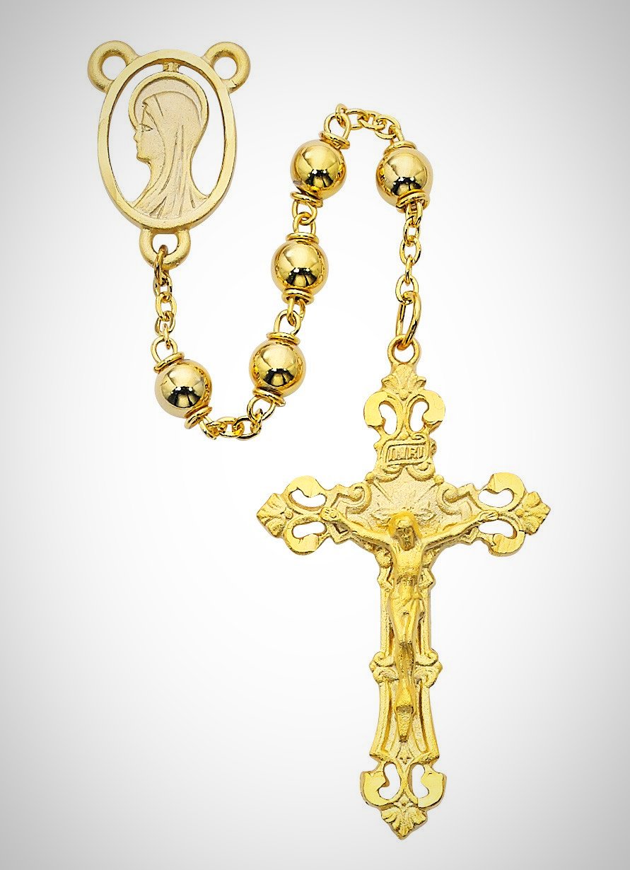 Gold Plated Metal Rosary Boxed