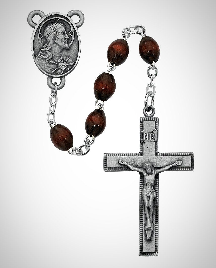 Rosary 4X6mm Brown Wood