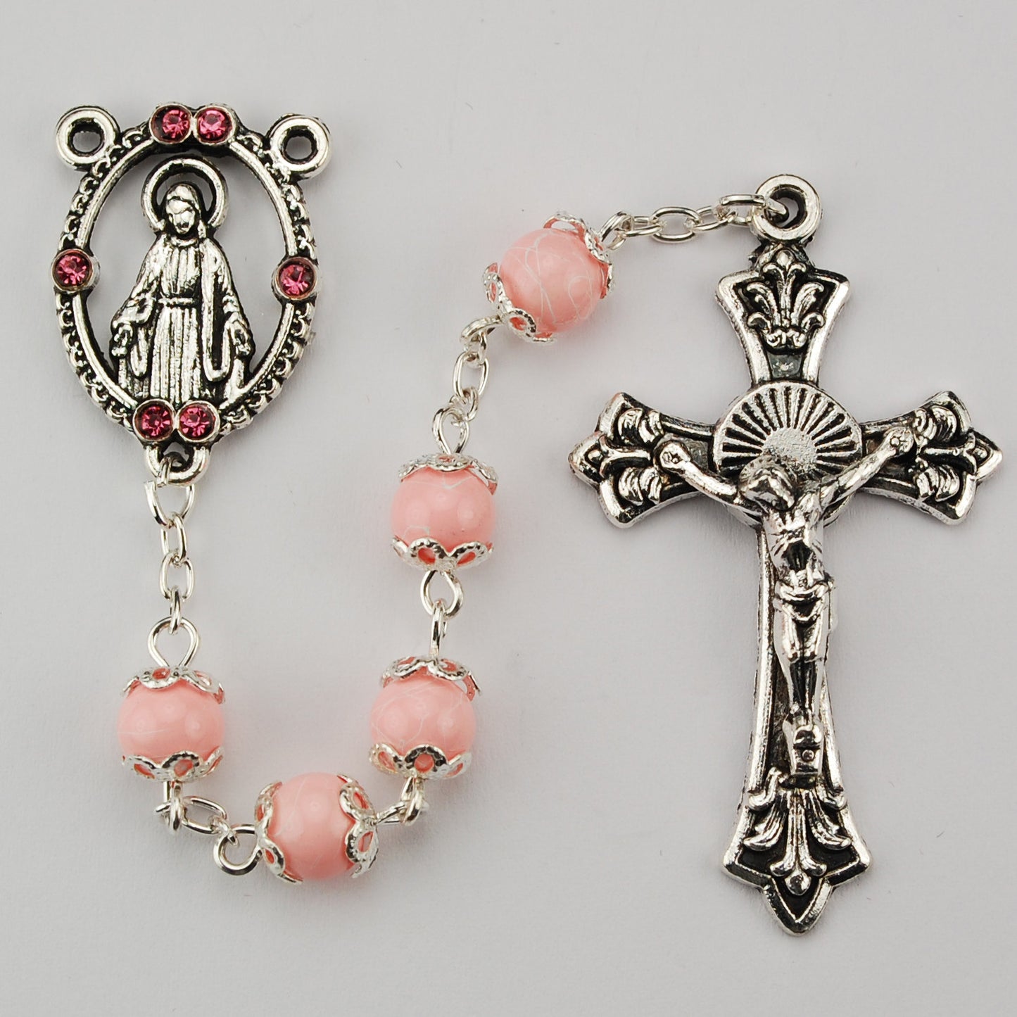 Pink Capped Rosary Boxed