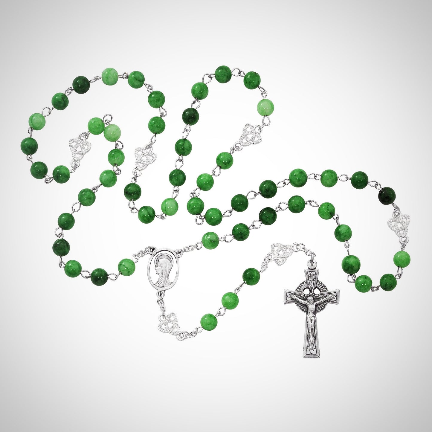 Irish Jade Glass Rosary Boxed