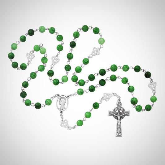 Irish Jade Glass Rosary Boxed