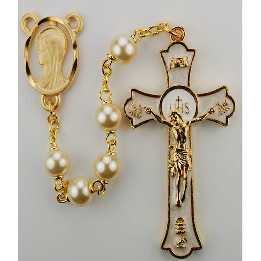 Pearlized Holy Mass Crucifix Rosary